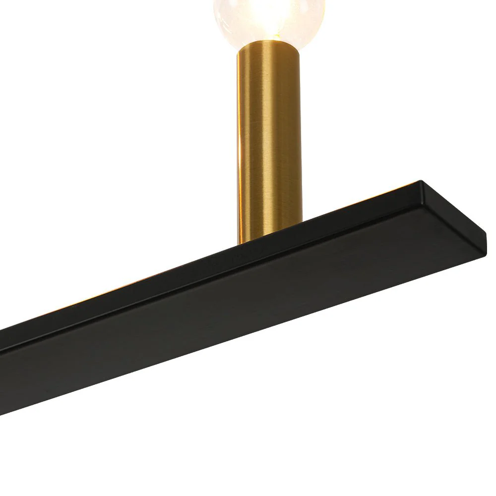 Minimalist Black Brass Candle Style Linear Island Chandelier - Image 15