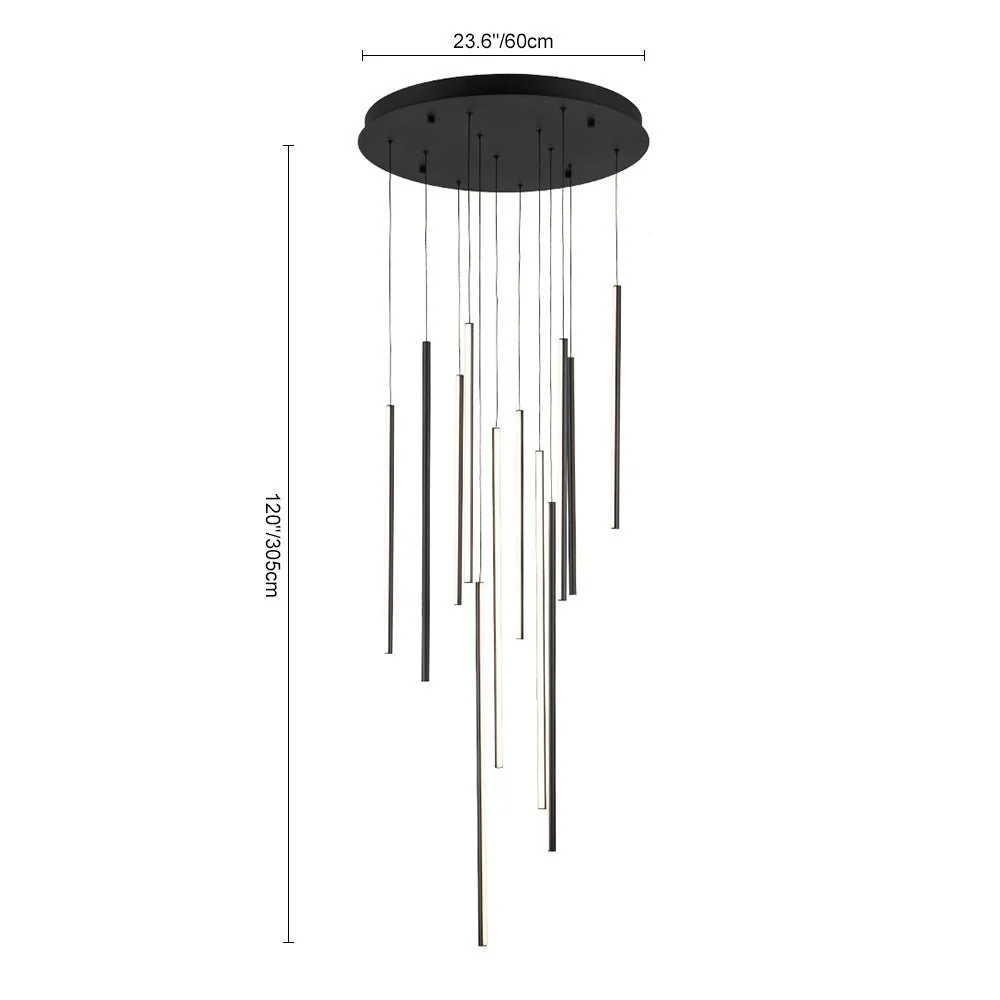 (OpenBox) Modern 12-Light Black Cluster Tube LED Pendant Light - Image 14