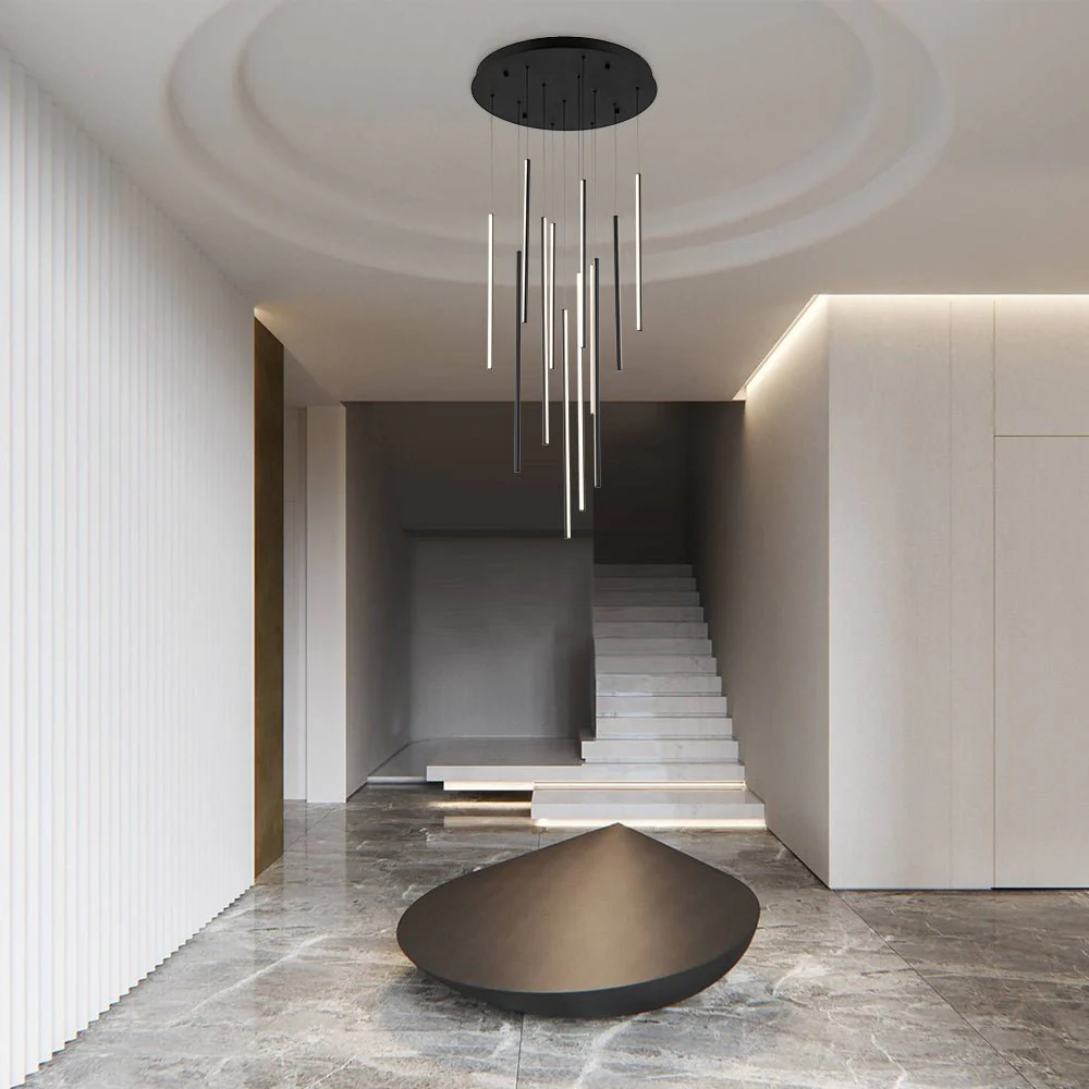(OpenBox) Modern 12-Light Black Cluster Tube LED Pendant Light - Image 3