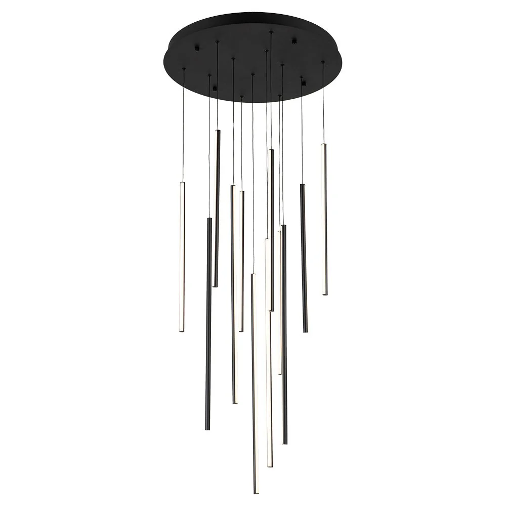 (OpenBox) Modern 12-Light Black Cluster Tube LED Pendant Light - Image 7