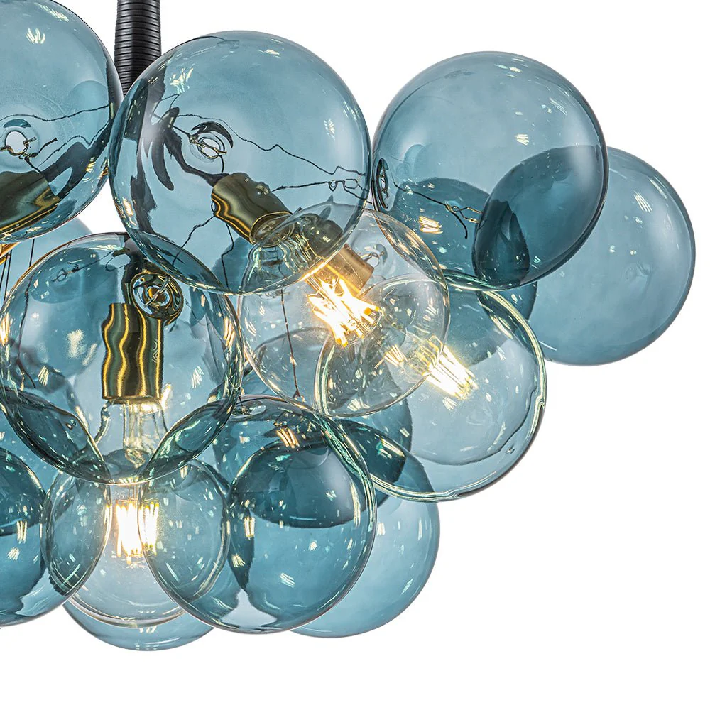 Modern Cluster Blue Glass Globe Bubble Chandelier - Image 13