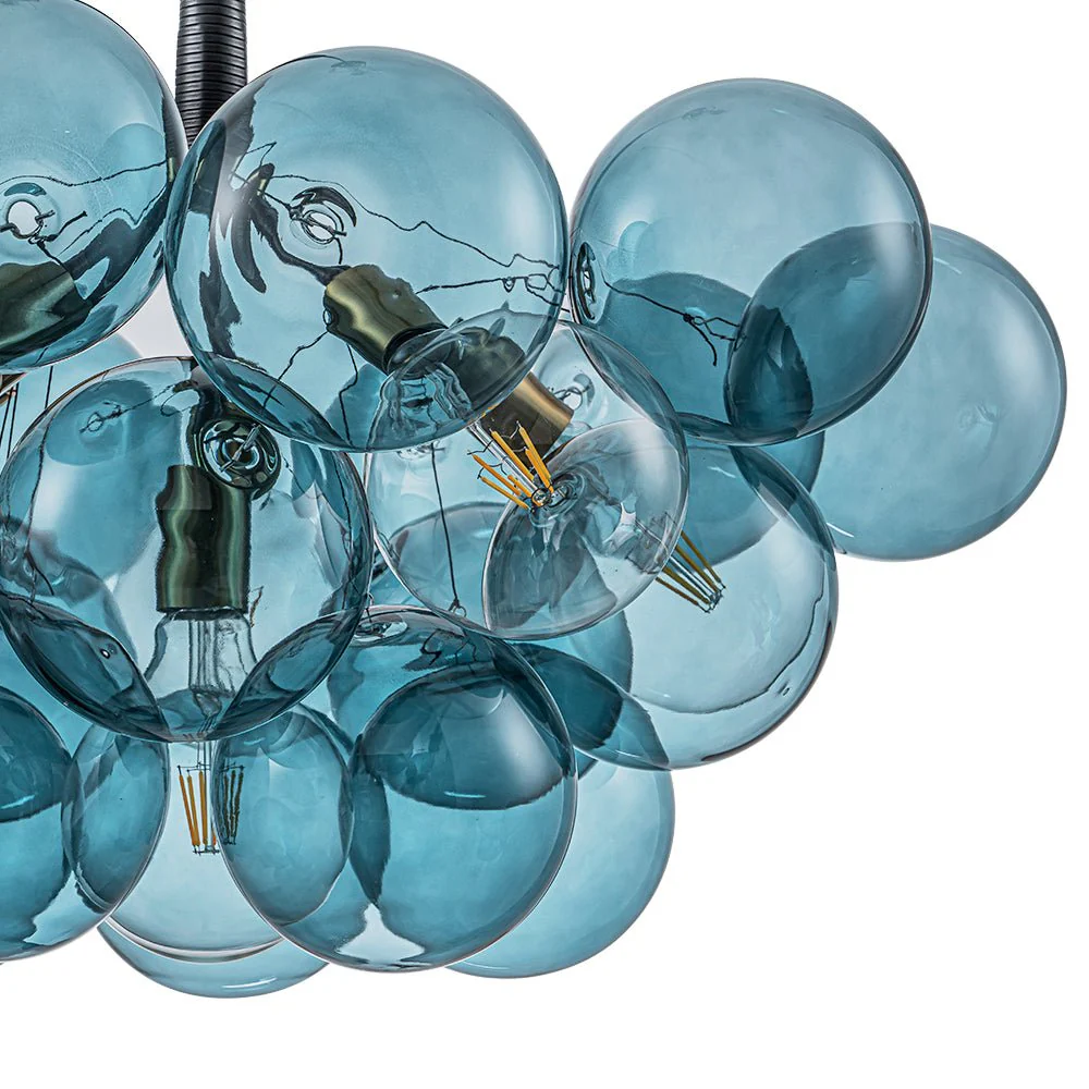 Modern Cluster Blue Glass Globe Bubble Chandelier - Image 14
