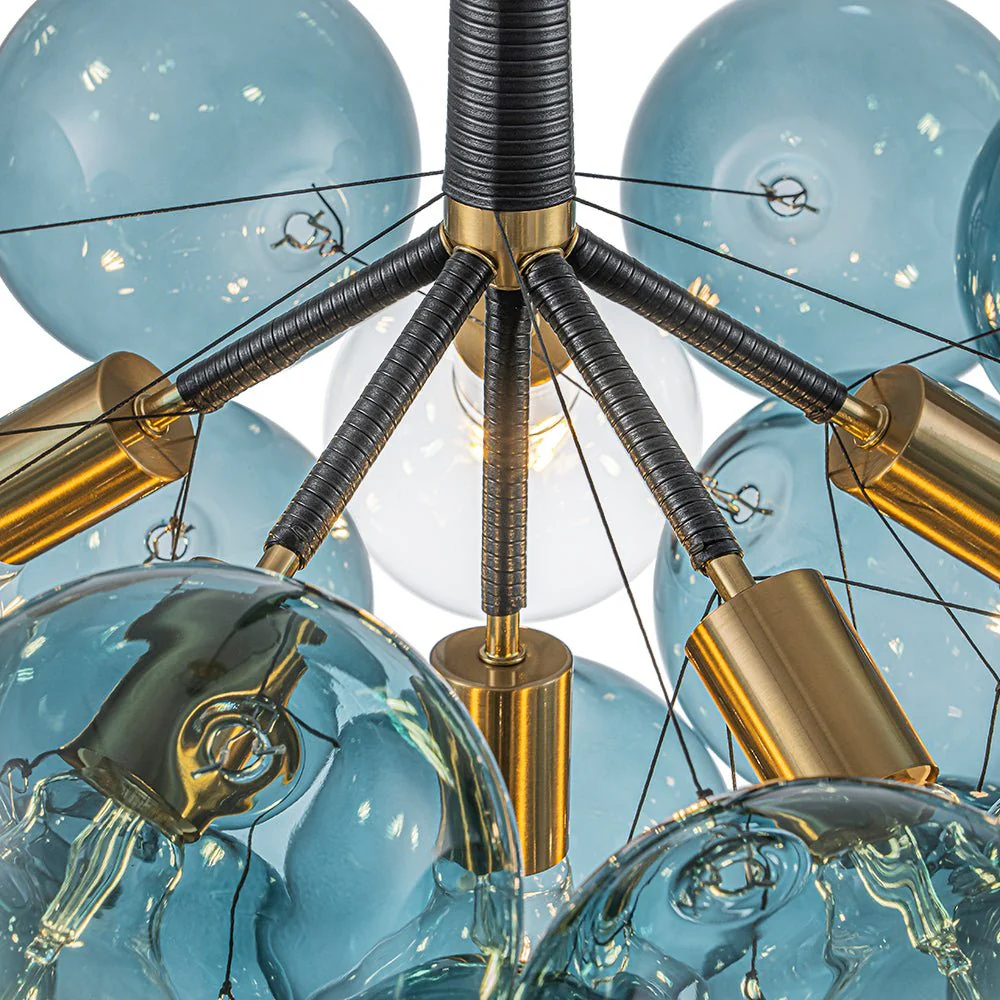 Modern Cluster Blue Glass Globe Bubble Chandelier - Image 19