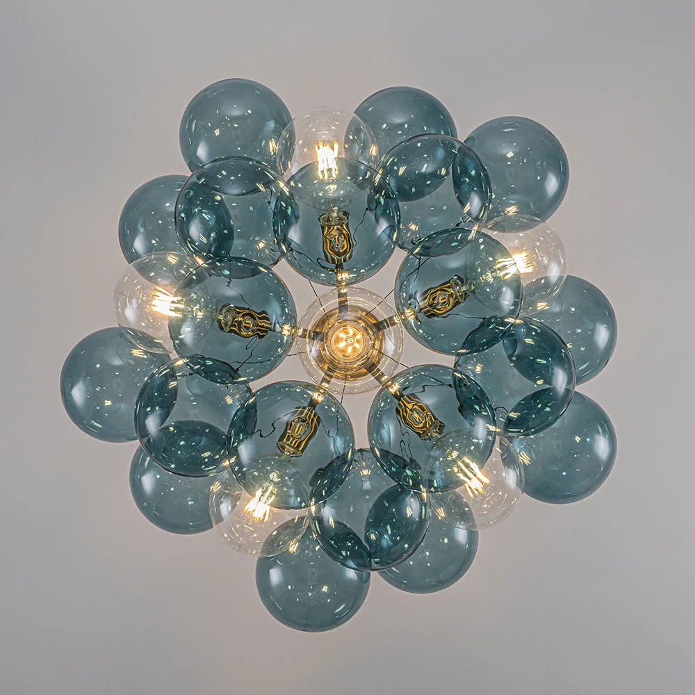 Modern Cluster Blue Glass Globe Bubble Chandelier - Image 20