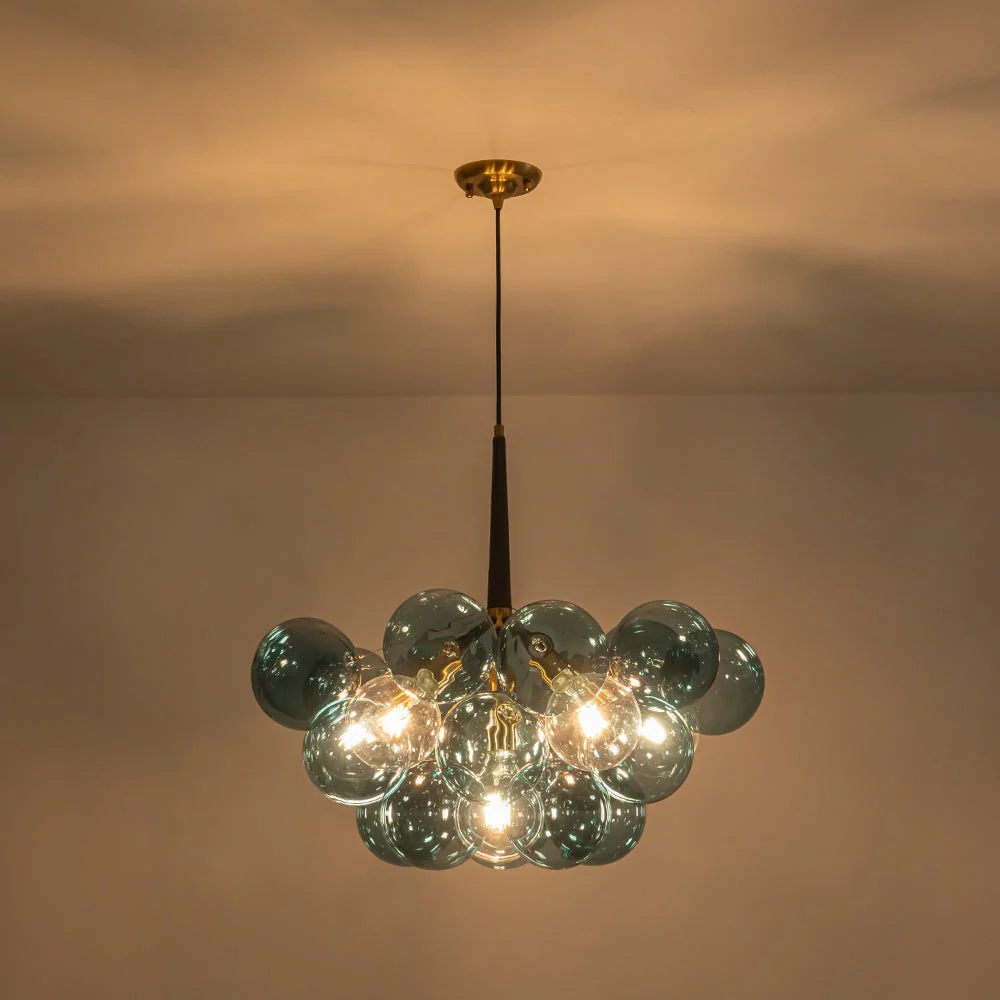 Modern Cluster Blue Glass Globe Bubble Chandelier - Image 21