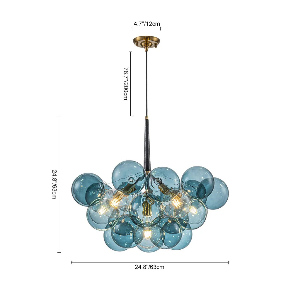 Modern Cluster Blue Glass Globe Bubble Chandelier - Image 22