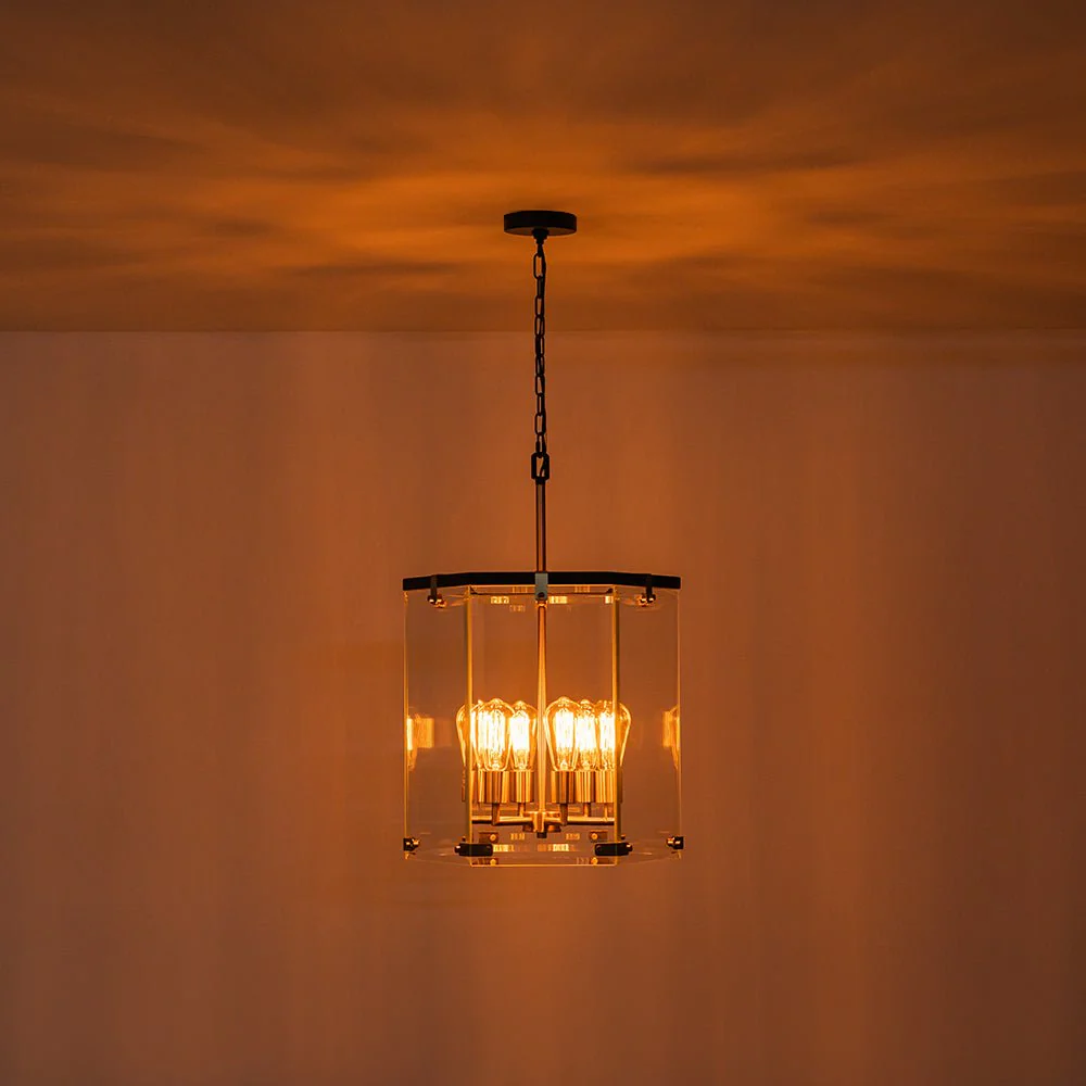 (OpenBox) Modern Farmhouse Clear Glass Large Lantern Pendant - Image 10