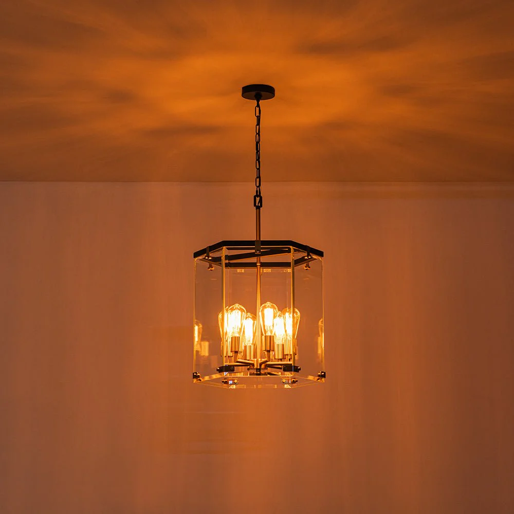 (OpenBox) Modern Farmhouse Clear Glass Large Lantern Pendant - Image 11