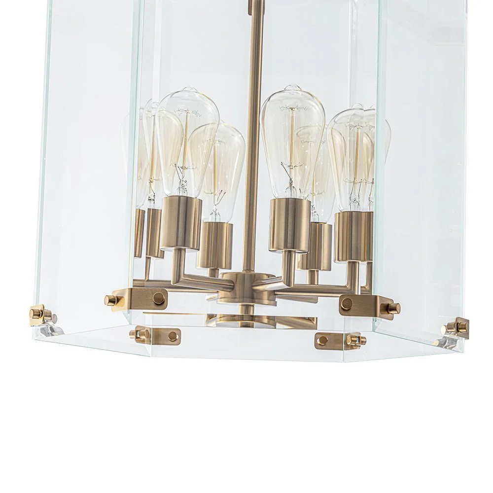 (OpenBox) Modern Farmhouse Clear Glass Large Lantern Pendant - Image 12