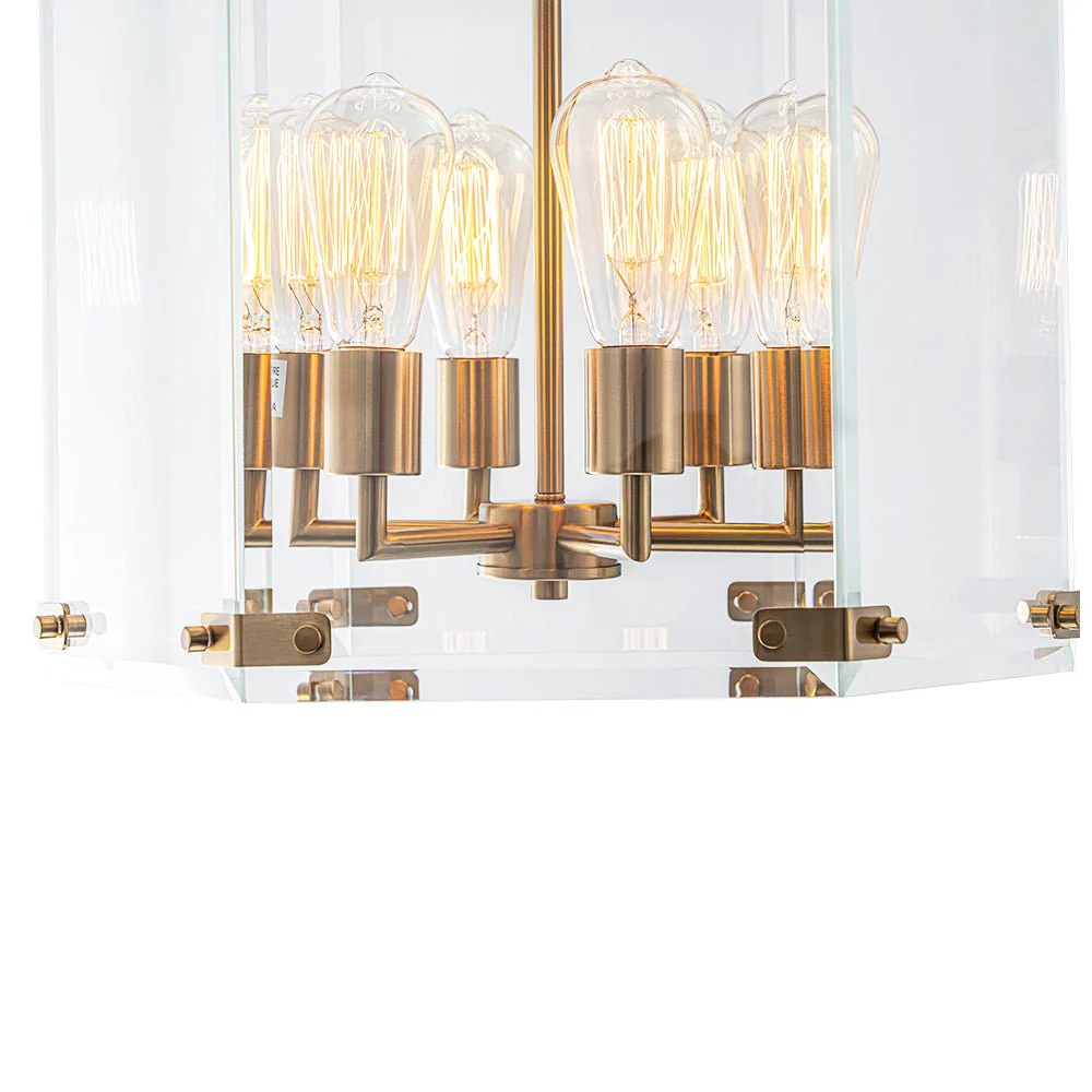 (OpenBox) Modern Farmhouse Clear Glass Large Lantern Pendant - Image 13