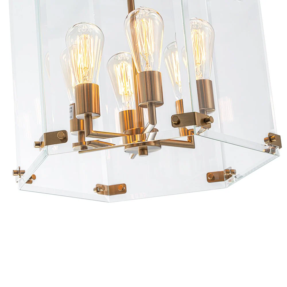 (OpenBox) Modern Farmhouse Clear Glass Large Lantern Pendant - Image 14