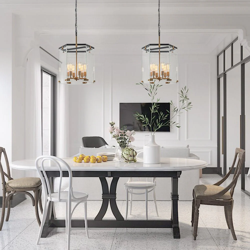 (OpenBox) Modern Farmhouse Clear Glass Large Lantern Pendant - Image 2