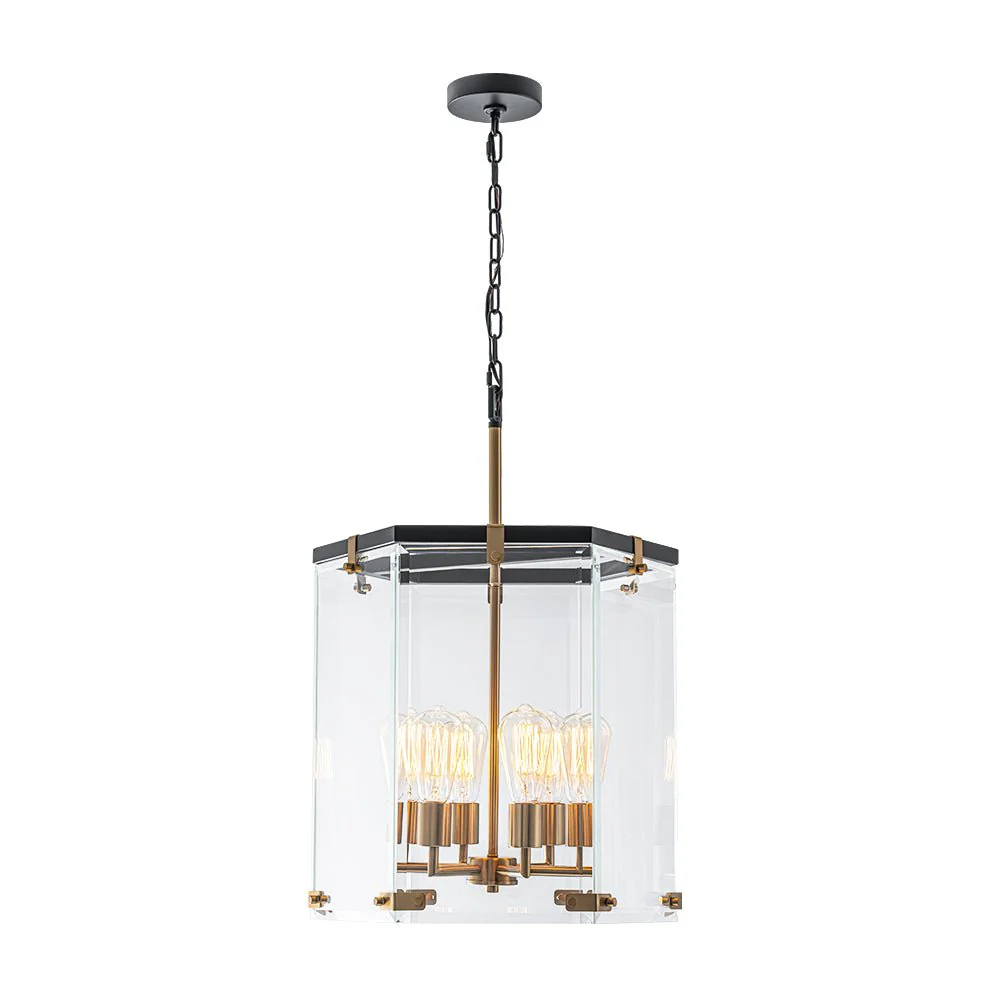 (OpenBox) Modern Farmhouse Clear Glass Large Lantern Pendant - Image 3