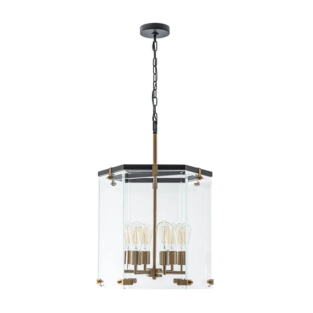 (OpenBox) Modern Farmhouse Clear Glass Large Lantern Pendant - Image 4