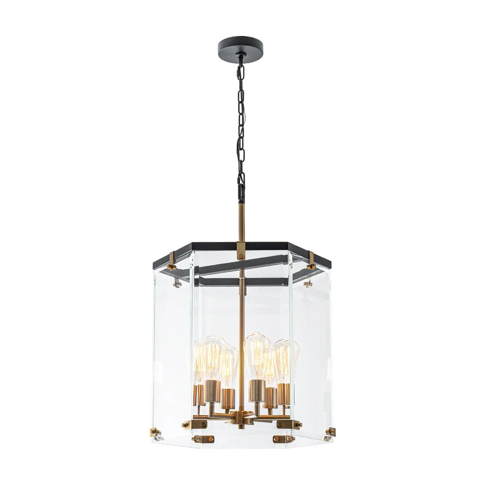 (OpenBox) Modern Farmhouse Clear Glass Large Lantern Pendant - Image 5
