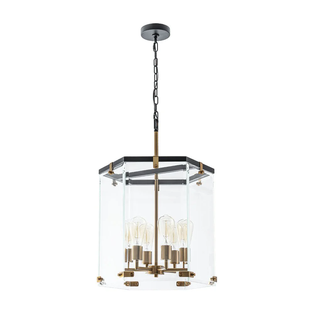 (OpenBox) Modern Farmhouse Clear Glass Large Lantern Pendant - Image 6
