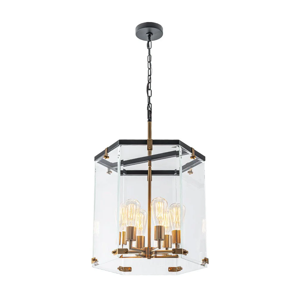 (OpenBox) Modern Farmhouse Clear Glass Large Lantern Pendant - Image 7