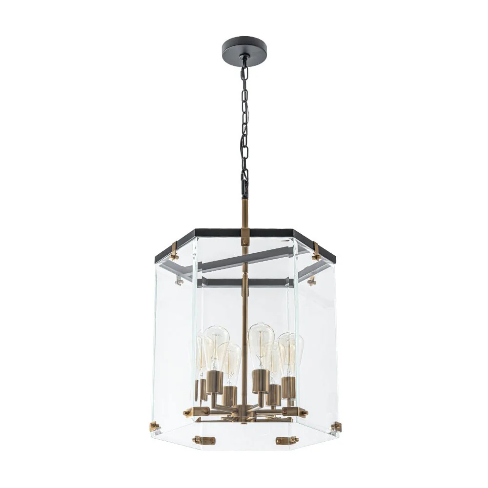 (OpenBox) Modern Farmhouse Clear Glass Large Lantern Pendant - Image 8