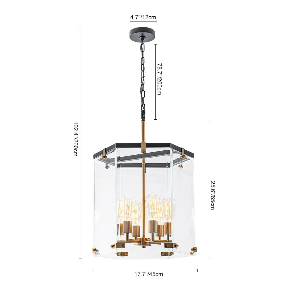 (OpenBox) Modern Farmhouse Clear Glass Large Lantern Pendant - Image 9