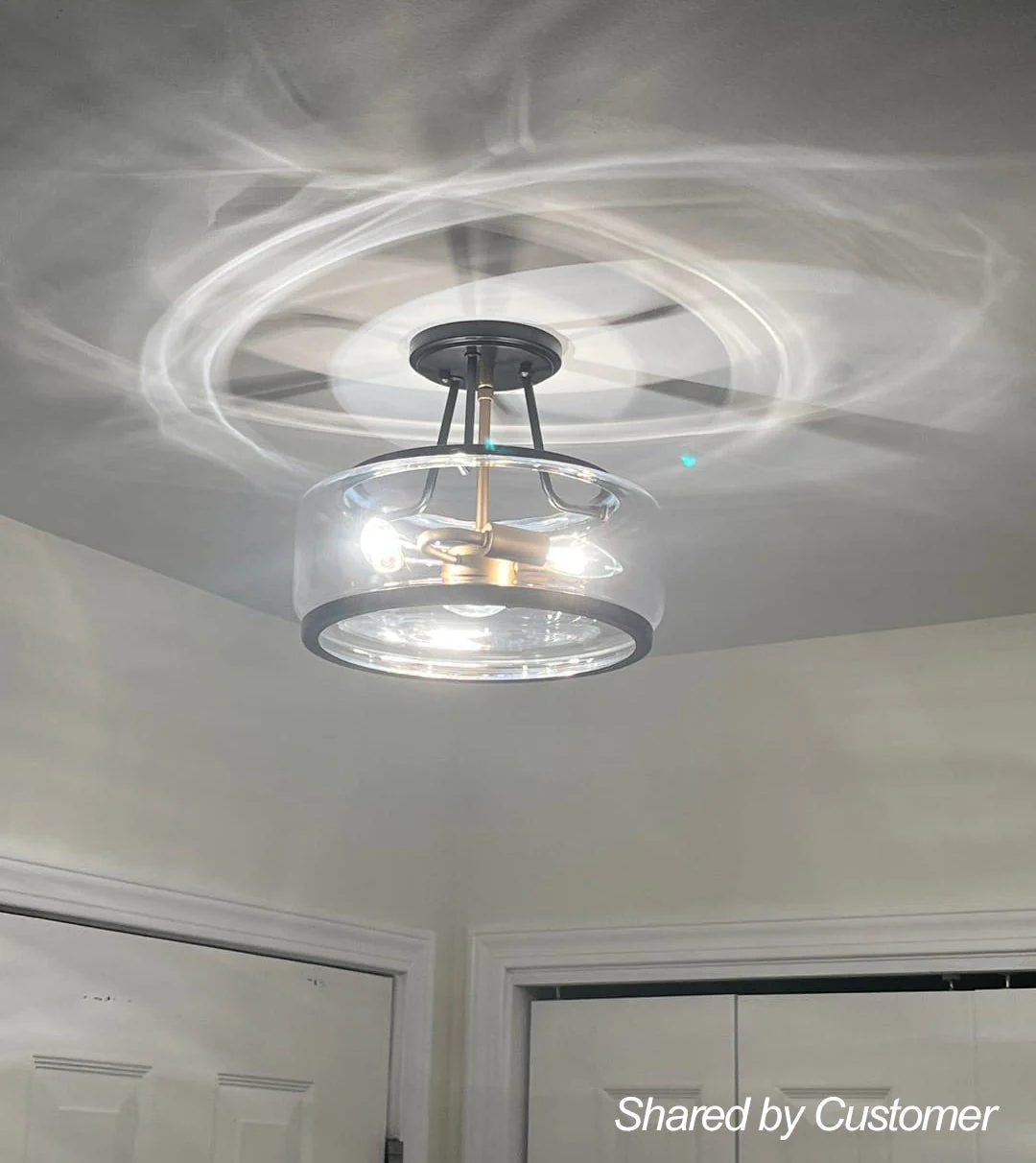 (OpenBox) Modern Farmhouse Drum Glass Semi Flush Mount - Image 4