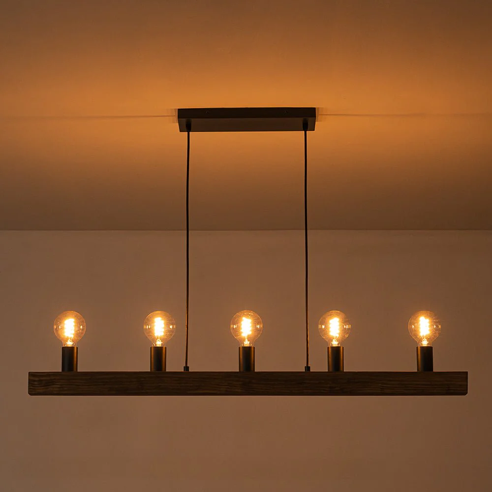 Modern Farmhouse Pine Wooden Linear Island Chandelier - Image 15