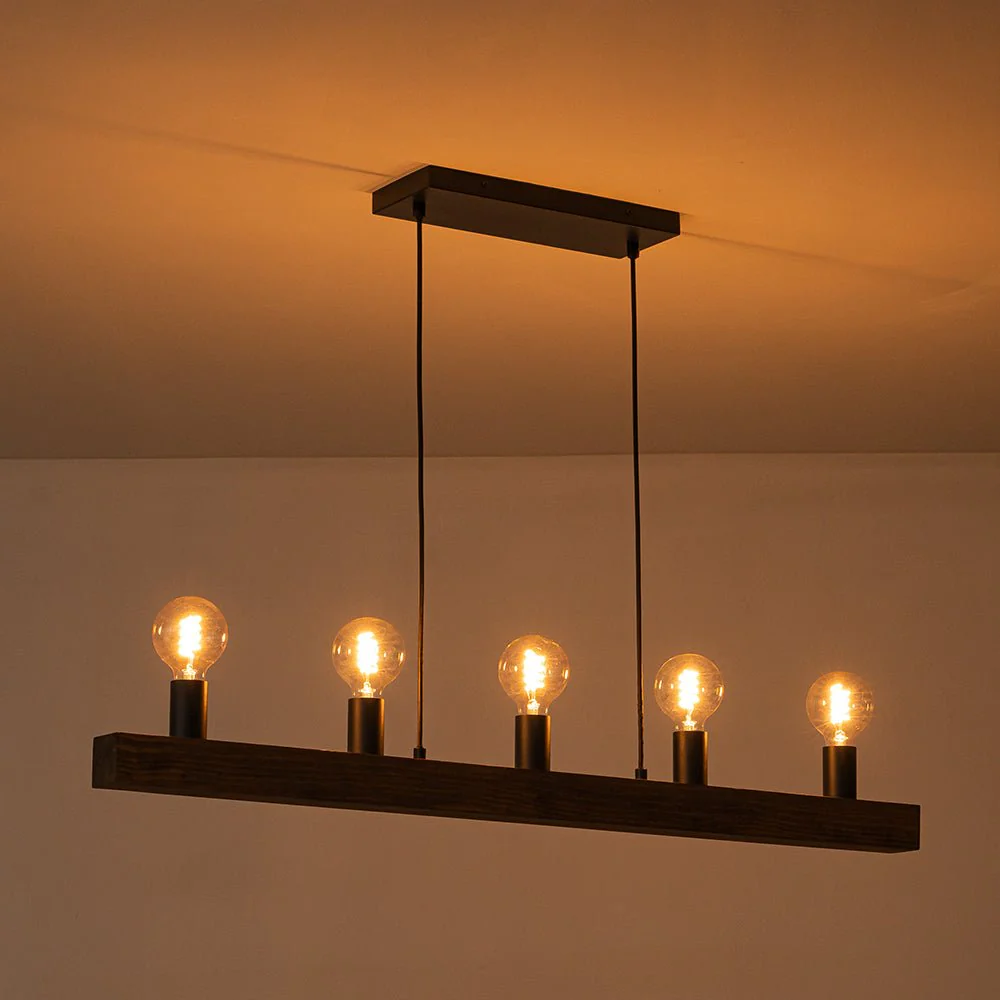 Modern Farmhouse Pine Wooden Linear Island Chandelier - Image 16