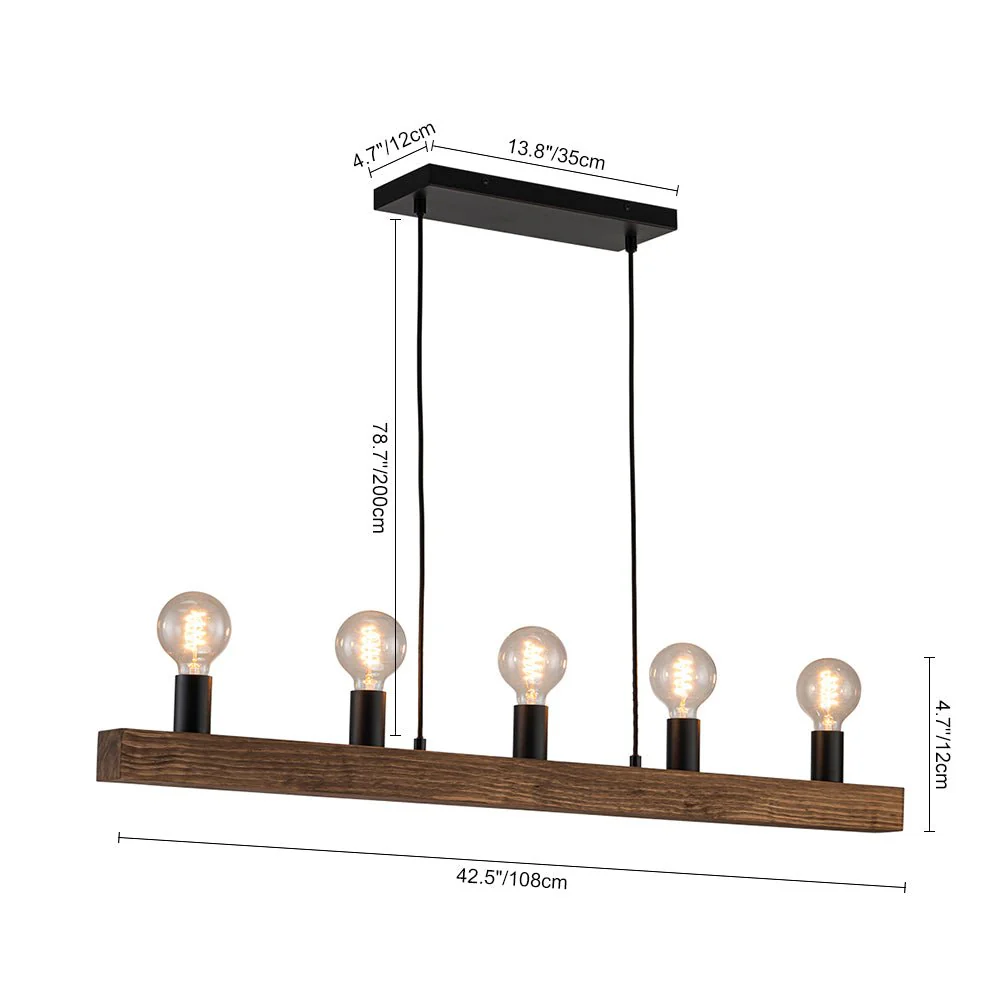 Modern Farmhouse Pine Wooden Linear Island Chandelier - Image 17