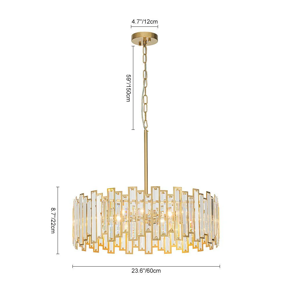 (OpenBox) Modern Glam Brass 6-Light Crystal Drum Cage Chandelier - Image 17