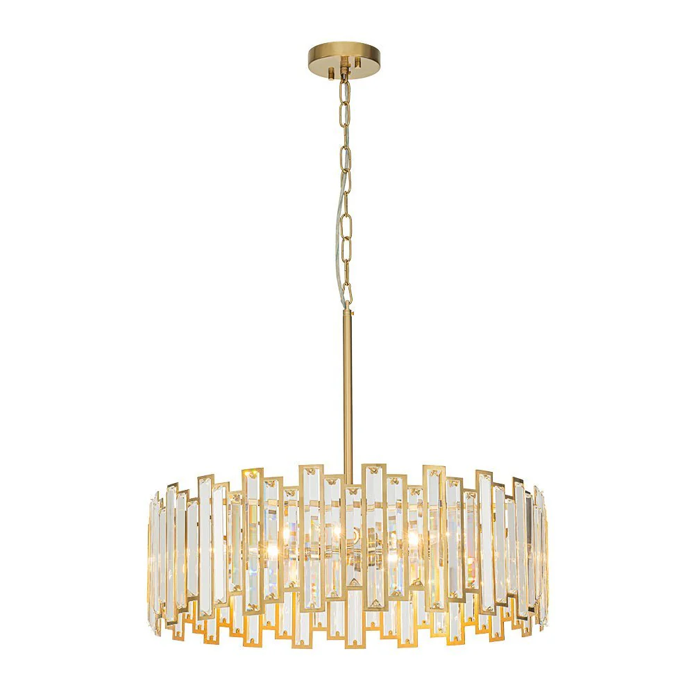 (OpenBox) Modern Glam Brass 6-Light Crystal Drum Cage Chandelier - Image 7