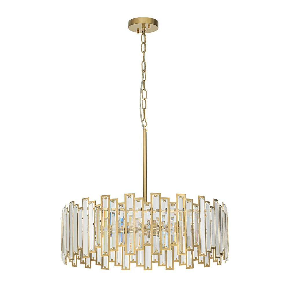 (OpenBox) Modern Glam Brass 6-Light Crystal Drum Cage Chandelier - Image 8