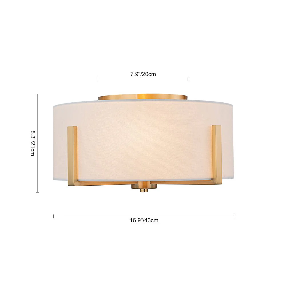 Modern Wide Drum Fabric Cage Flush Mount Light - Image 13