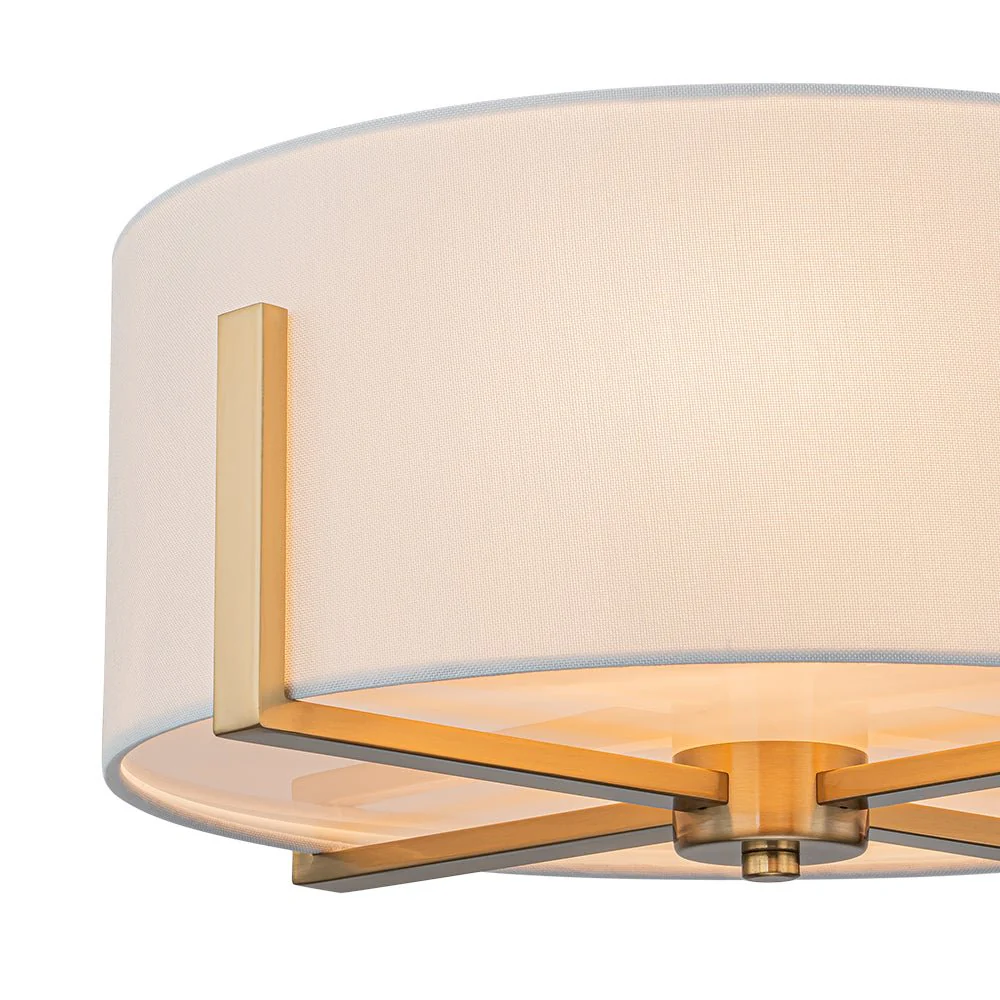 Modern Wide Drum Fabric Cage Flush Mount Light - Image 14
