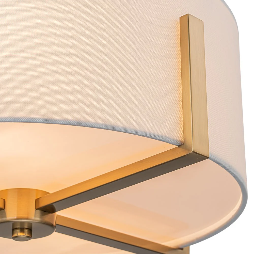 Modern Wide Drum Fabric Cage Flush Mount Light - Image 16