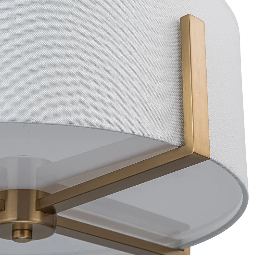 Modern Wide Drum Fabric Cage Flush Mount Light - Image 17