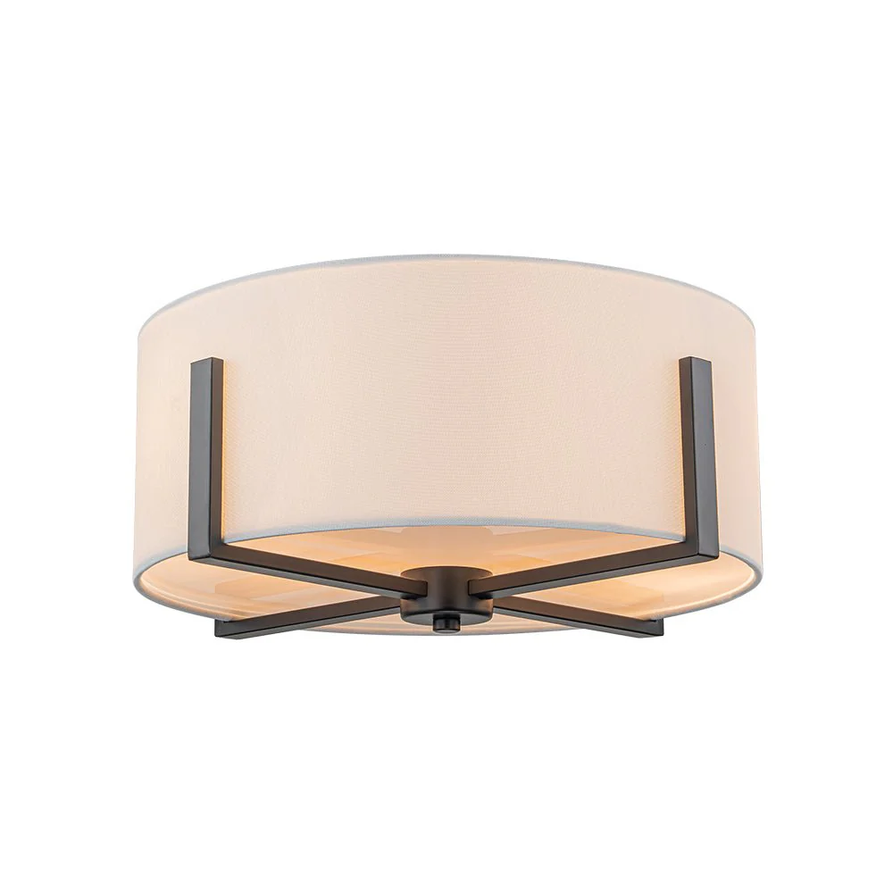 Modern Wide Drum Fabric Cage Flush Mount Light - Image 18
