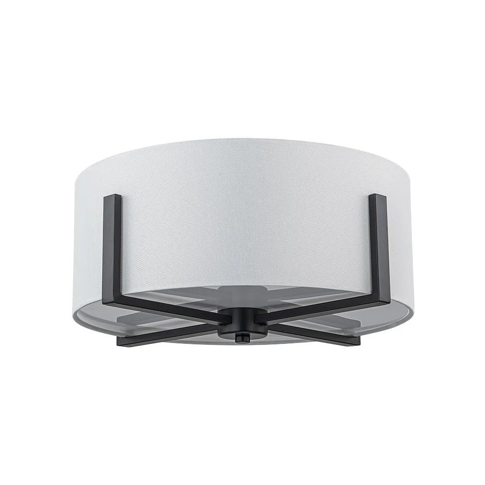 Modern Wide Drum Fabric Cage Flush Mount Light - Image 19