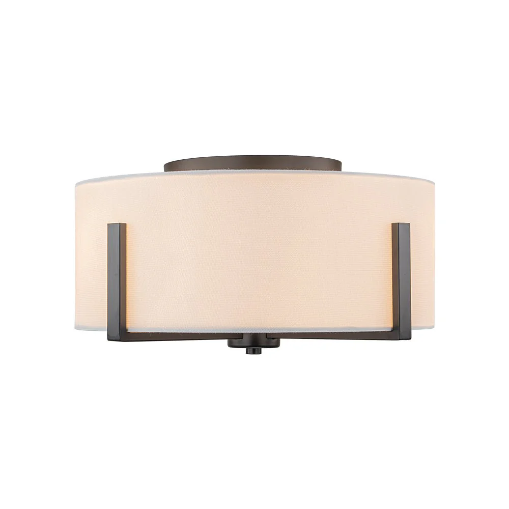 Modern Wide Drum Fabric Cage Flush Mount Light - Image 20