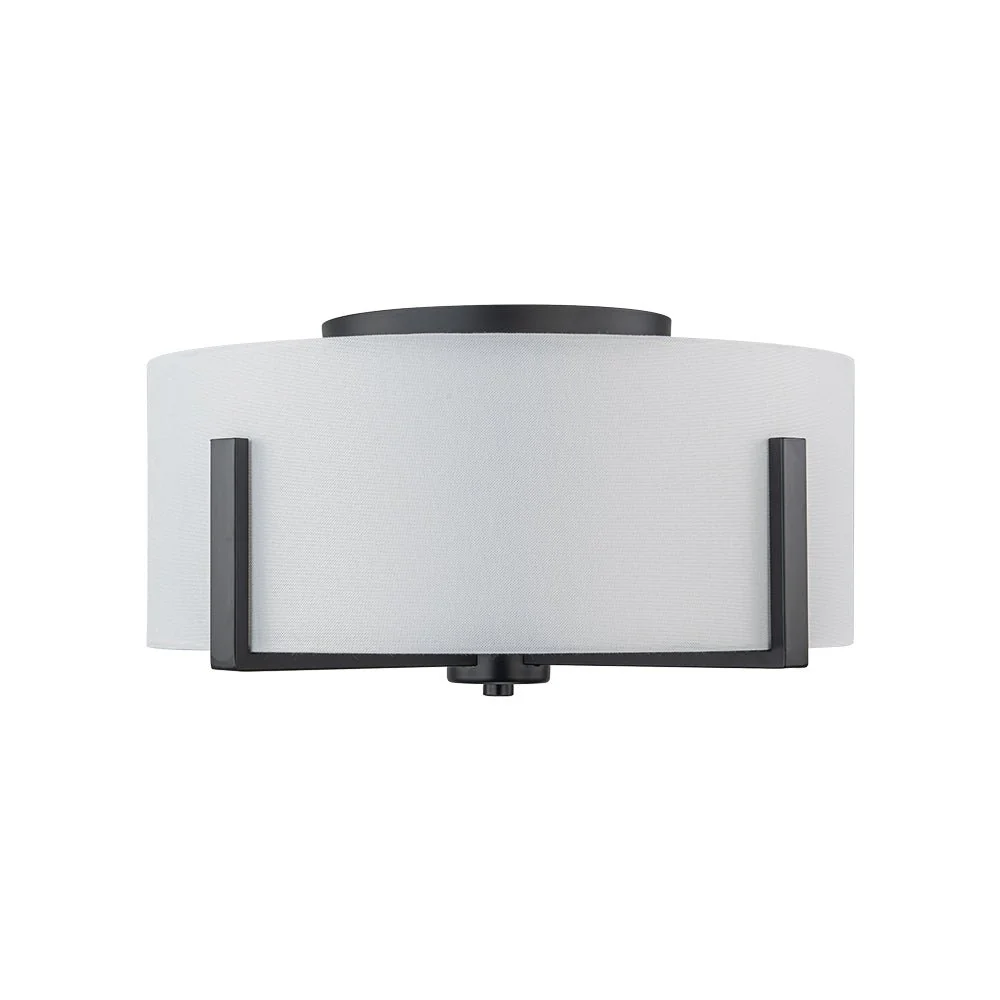 Modern Wide Drum Fabric Cage Flush Mount Light - Image 21