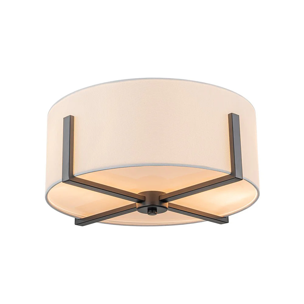 Modern Wide Drum Fabric Cage Flush Mount Light - Image 22