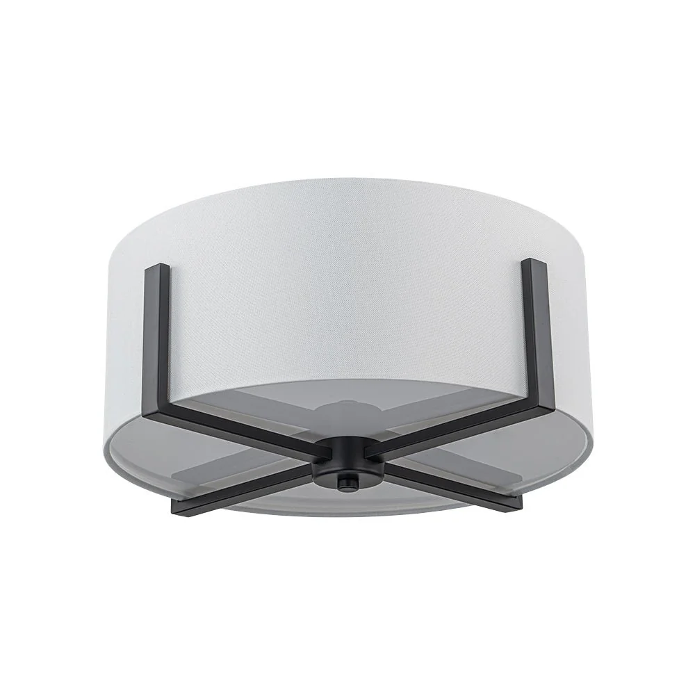 Modern Wide Drum Fabric Cage Flush Mount Light - Image 23