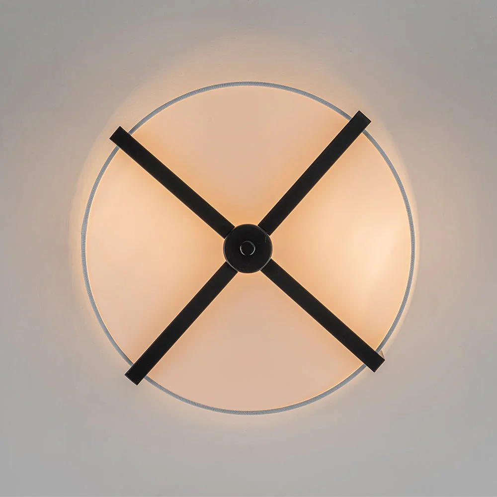Modern Wide Drum Fabric Cage Flush Mount Light - Image 24