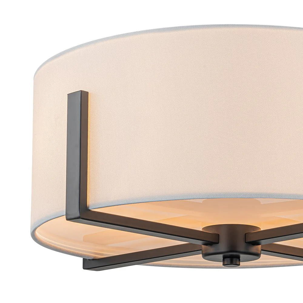 Modern Wide Drum Fabric Cage Flush Mount Light - Image 26