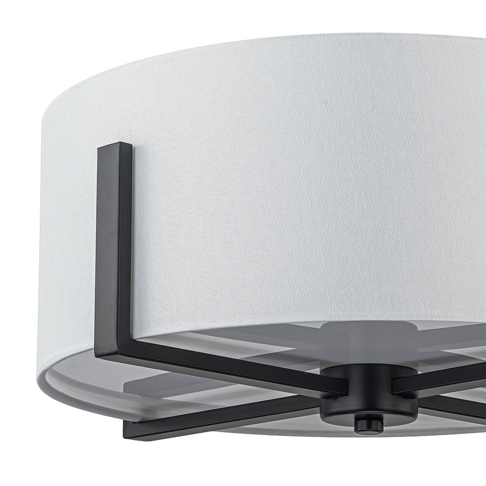 Modern Wide Drum Fabric Cage Flush Mount Light - Image 27