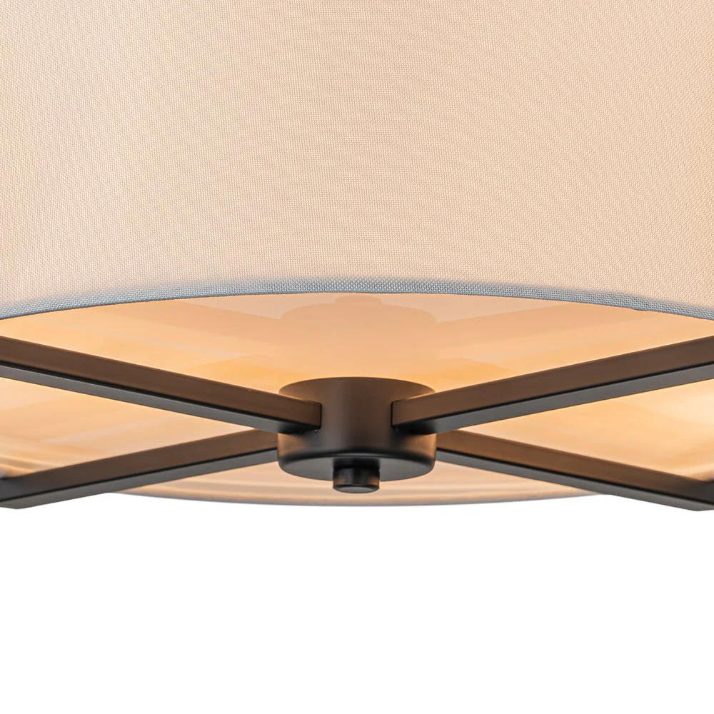 Modern Wide Drum Fabric Cage Flush Mount Light - Image 28