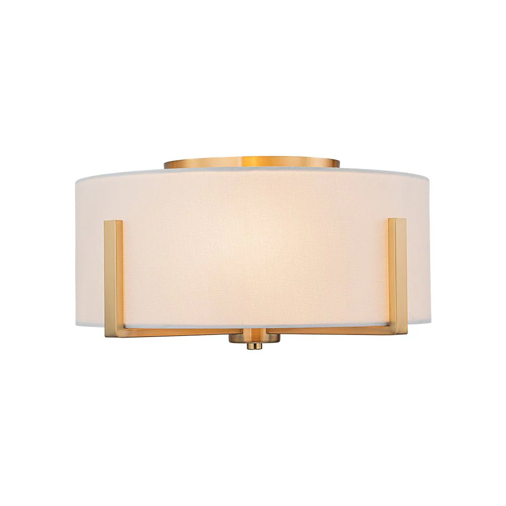 Modern Wide Drum Fabric Cage Flush Mount Light - Image 7