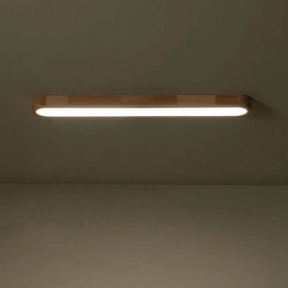 (OpenBox) Natural Wood Long Oval Dimmable LED Flush Mount - Image 14