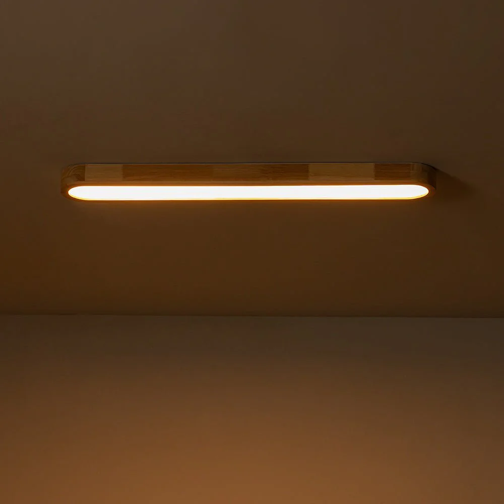 (OpenBox) Natural Wood Long Oval Dimmable LED Flush Mount - Image 15