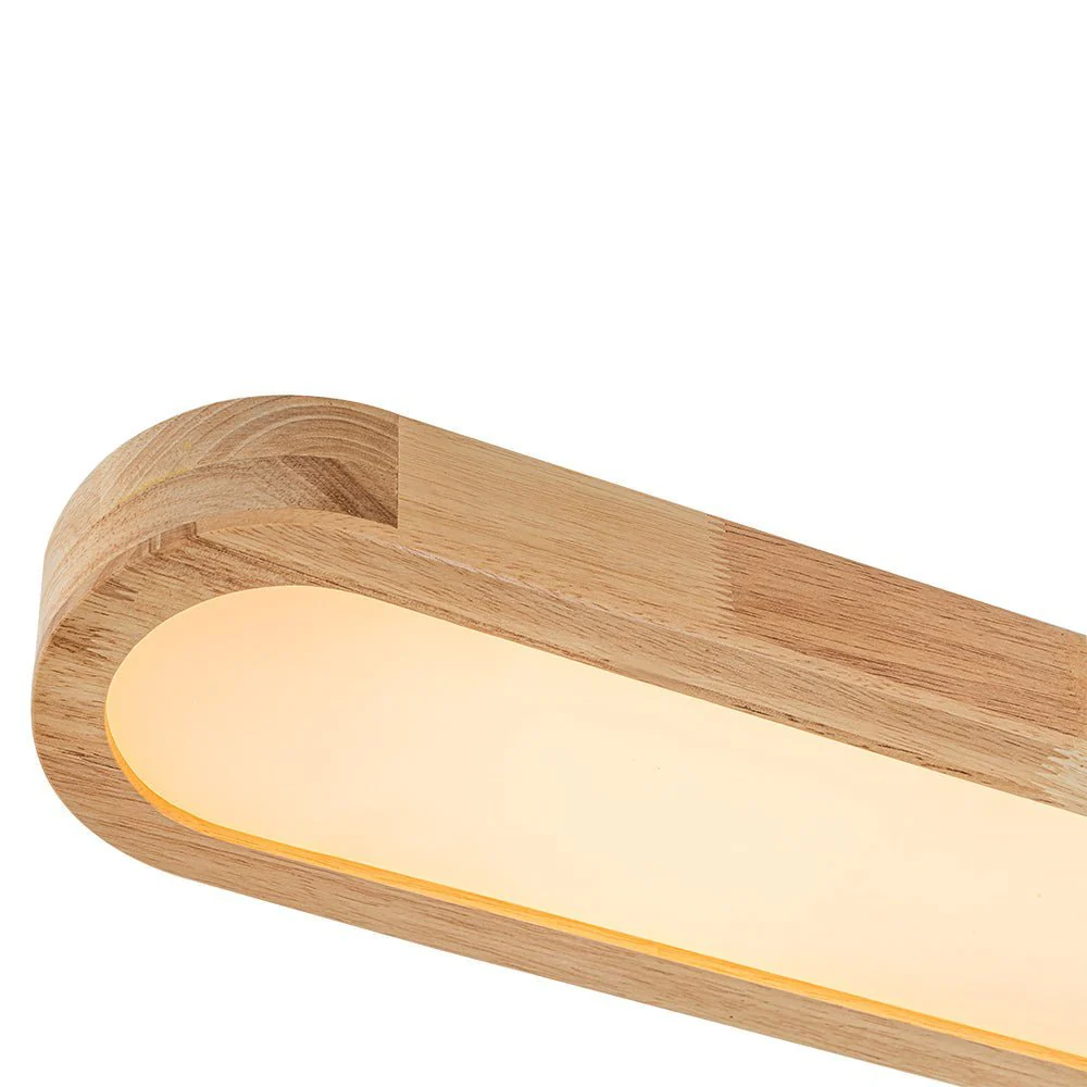 (OpenBox) Natural Wood Long Oval Dimmable LED Flush Mount - Image 17