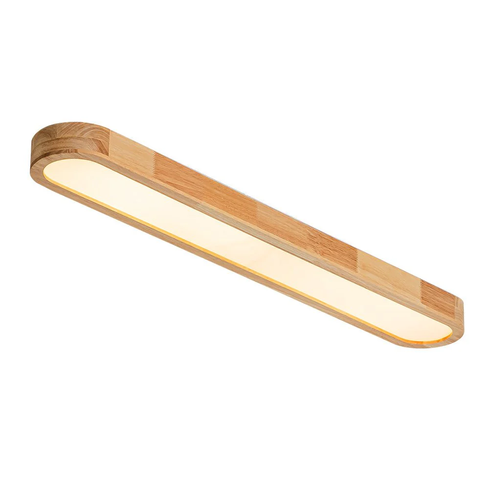 (OpenBox) Natural Wood Long Oval Dimmable LED Flush Mount - Image 4