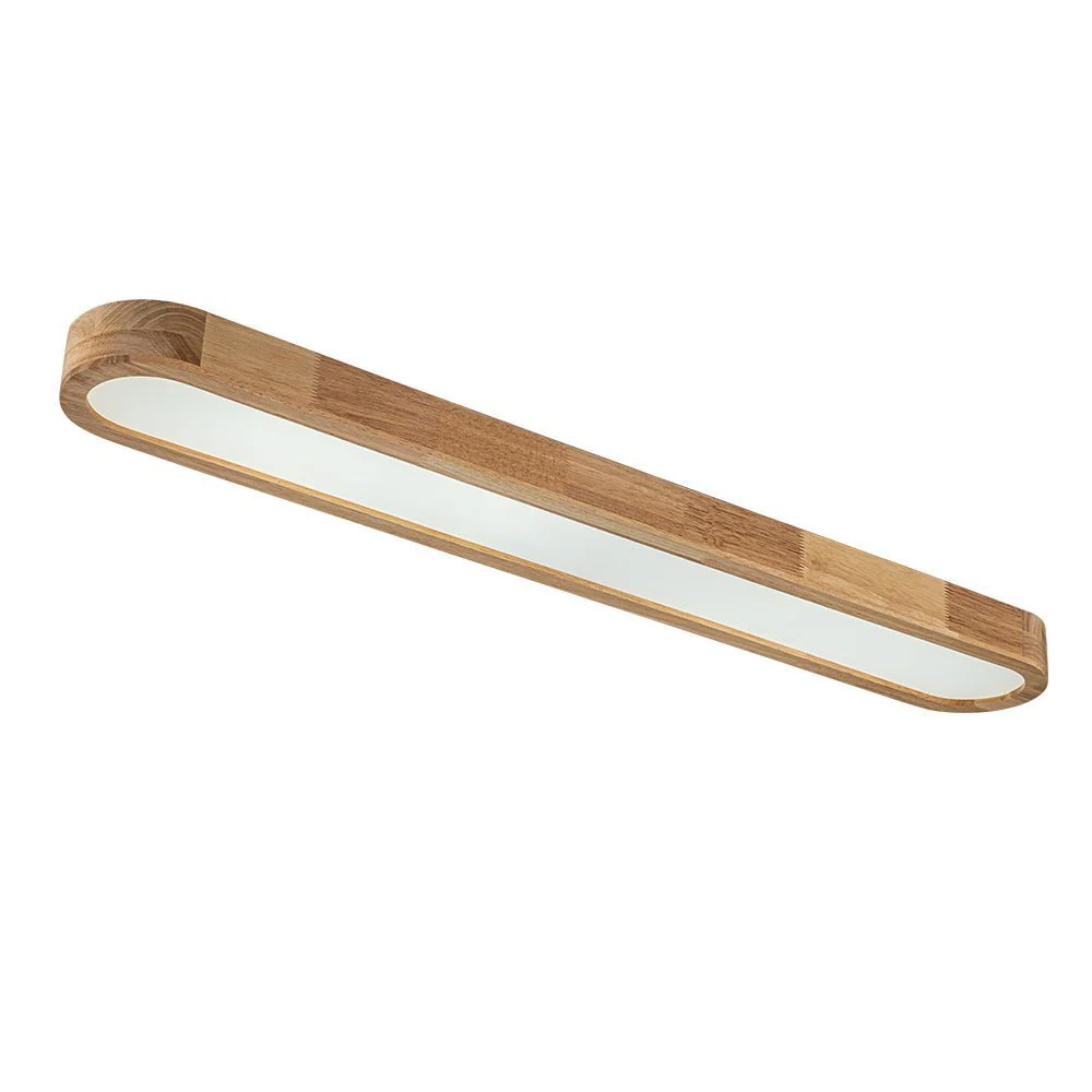 (OpenBox) Natural Wood Long Oval Dimmable LED Flush Mount - Image 6